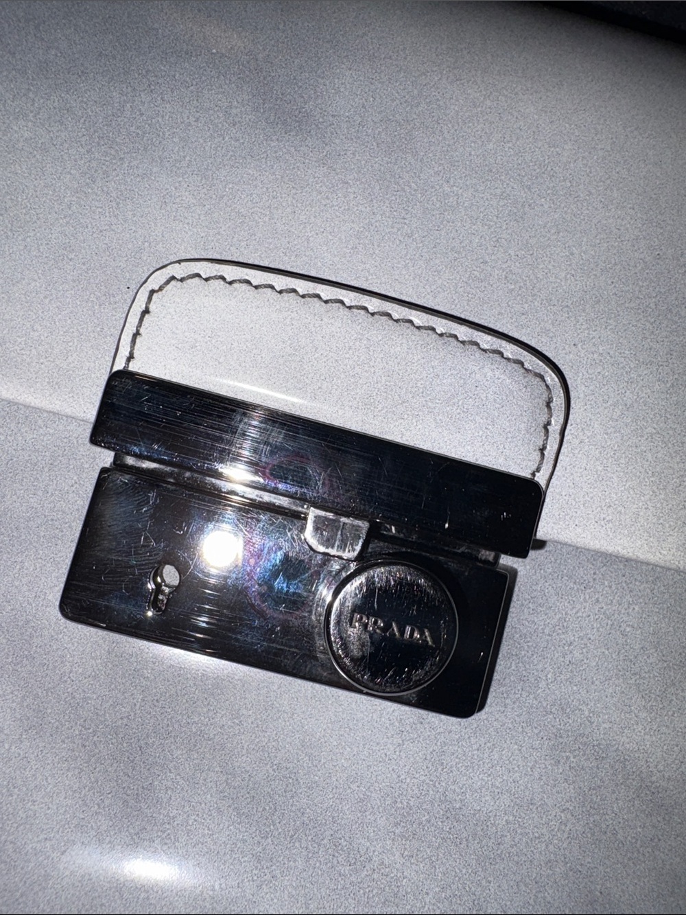 Prada Light Gray Ombre Leather Crossbody Bag - Picture 3 of 5